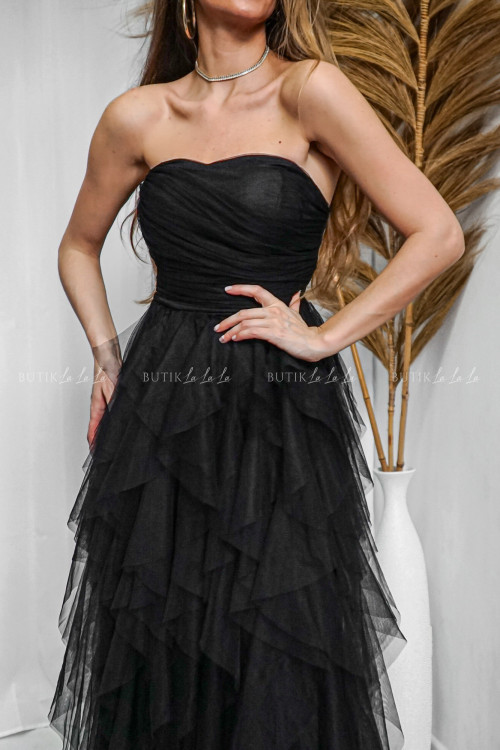 Sukienka midi tiulowa czarna Jollie