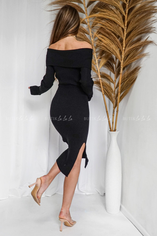 Sukienka prążkowana czarna Welos 1
