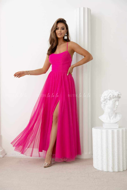 Sukienka z tiulowym dołem neon róż Lolita