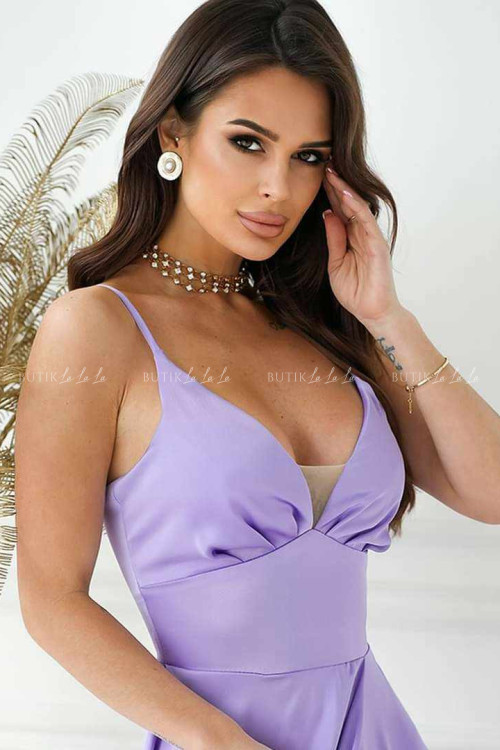 sukienka satynowa liliowa z rozcięciem Miguel 3