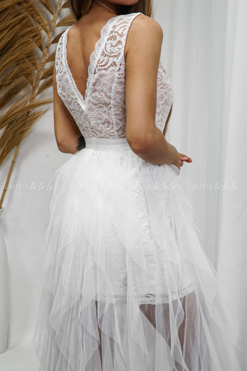 Sukienka maxi biało beżowa Wenus 3