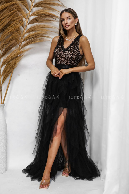 Sukienka maxi czarno beżowa Wenus 2