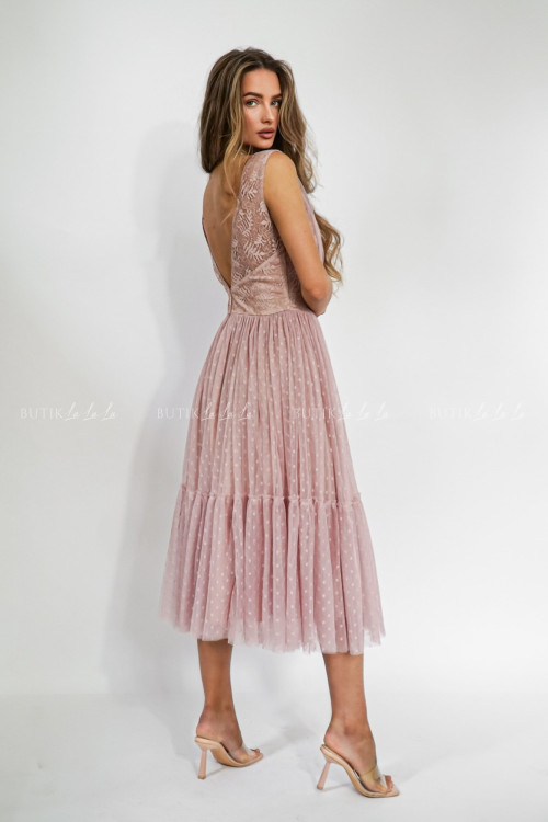 Sukienka midi tiulowa pudrowa Airina 2