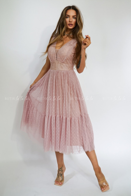 Sukienka midi tiulowa pudrowa Airina 3