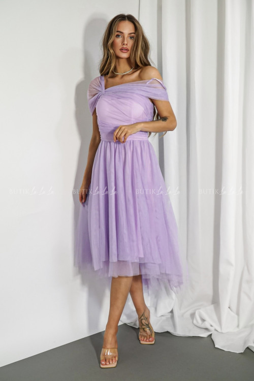 Sukienka tiulowa asymetryczna liliowa Somi 1
