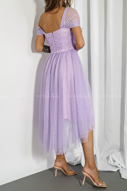 Sukienka tiulowa asymetryczna liliowa Somi 2