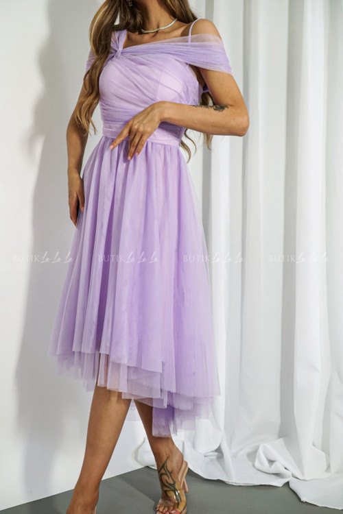 Sukienka tiulowa asymetryczna liliowa Somi 3