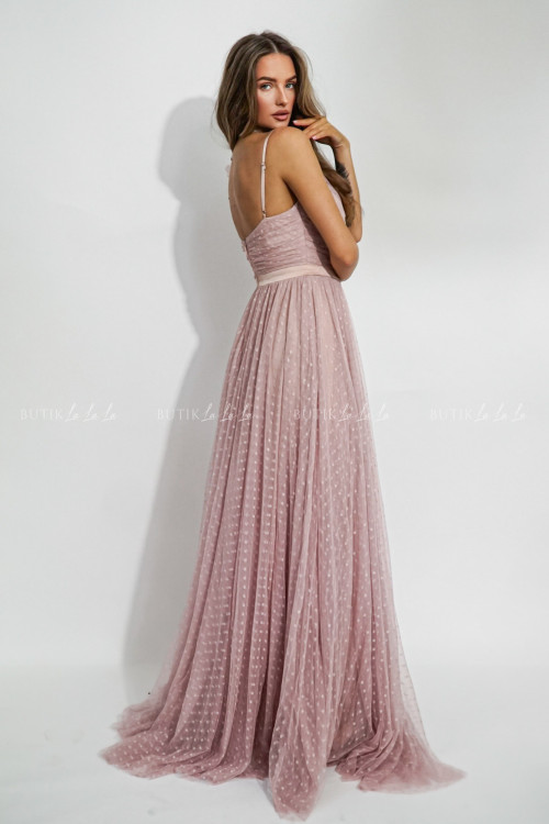 Sukienka maxi tiulowa pudrowa Majorca 1