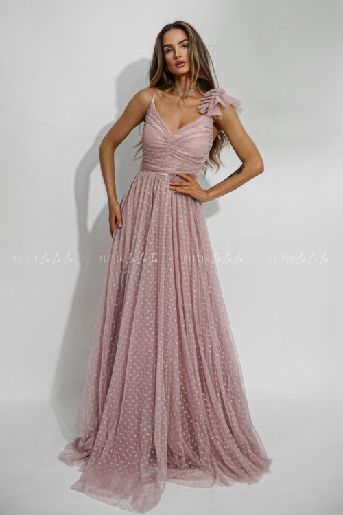 Sukienka maxi tiulowa pudrowa Majorca 2