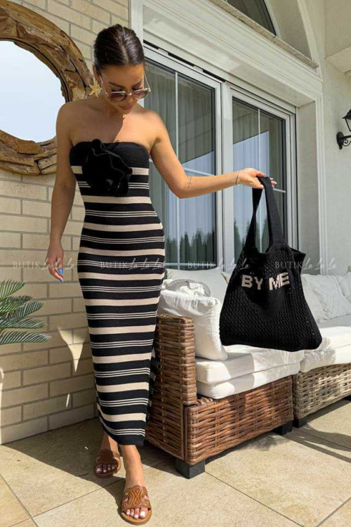 Sukienka dzianinowa czarna w paski Kajetana 2