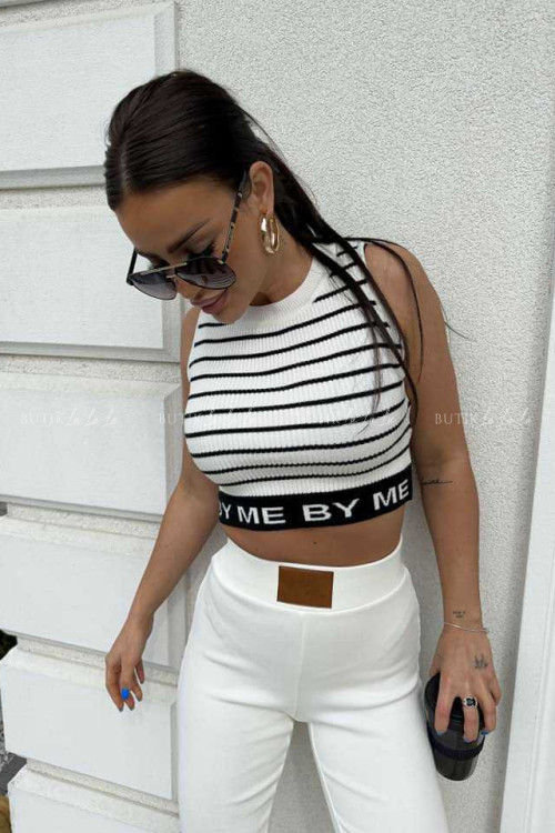 Dzianinowy top biało czarny By Me Mira