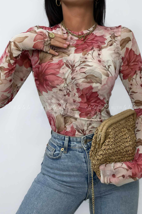 Bluzka z siateczki w kwiatowy print Lamilla