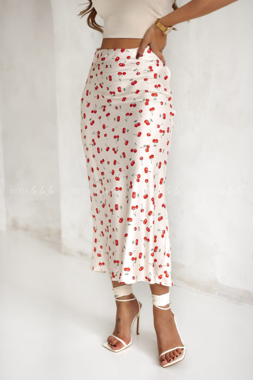 Spódnica midi kremowa Fruits