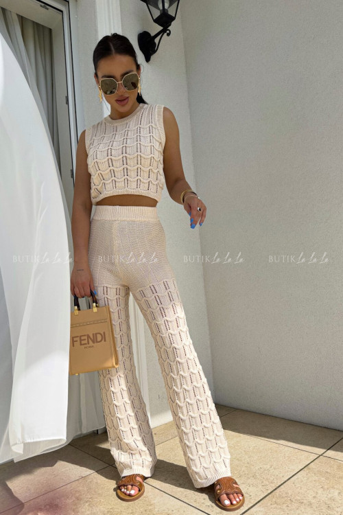 Komplet dzianinowy beżowy Liss