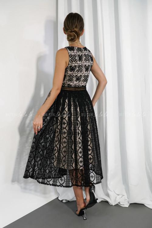 Sukienka gipiurowa czarno beżowa Grelia 3