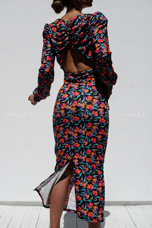 Sukienka czarna w kwiatowy print Felen 1