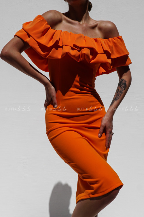 Sukienka mini z falbanami pomarańczowa Danisa