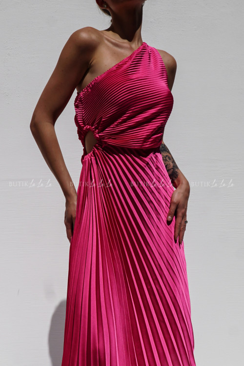 Sukienka plisowana z wycięciem fuksja Albertyna 3