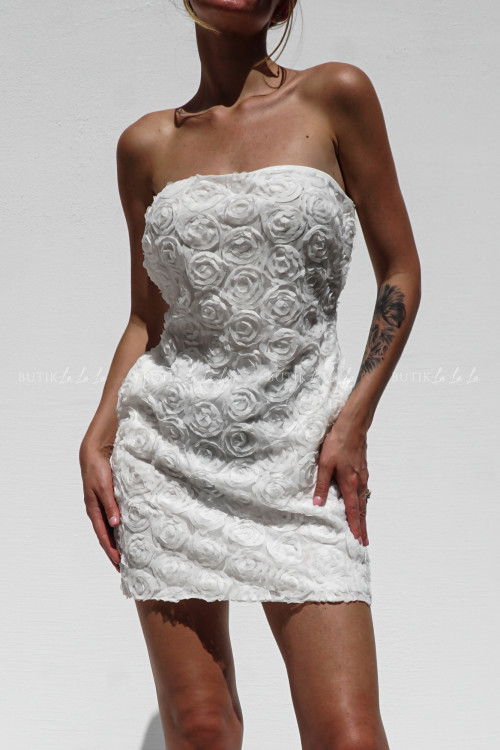 Sukienka mini kwiatowa biała Floresa