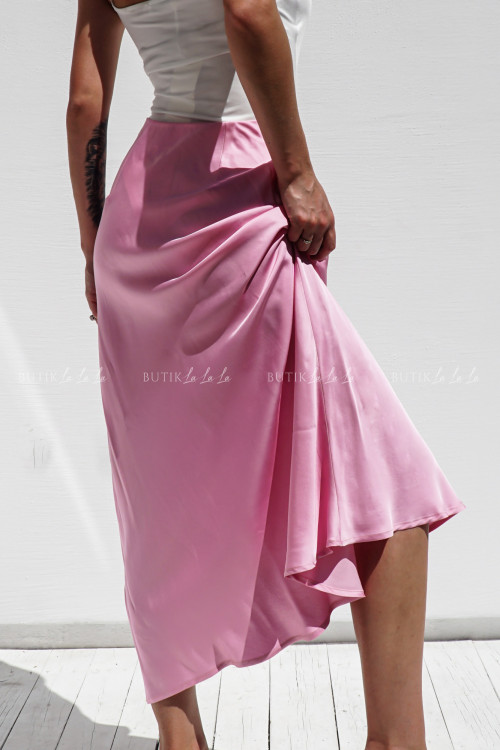 Spódnica maxi satynowa różowa Ambra