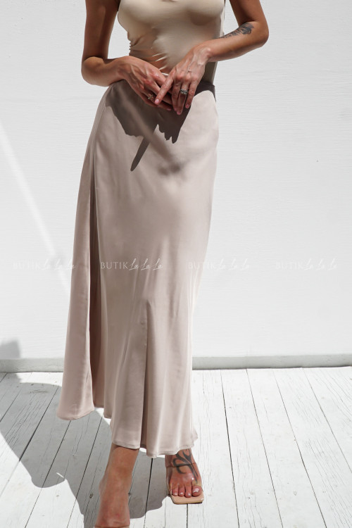 Spódnica maxi satynowa beżowa Ambra