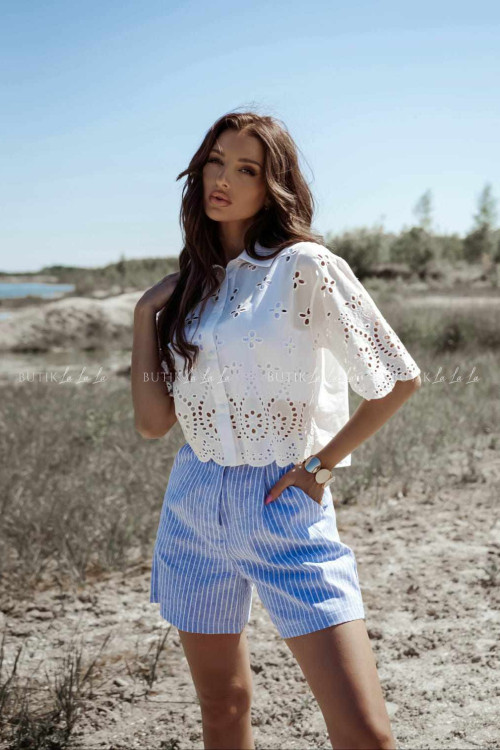 Koszula o krótszym kroju biała Ibisa 1