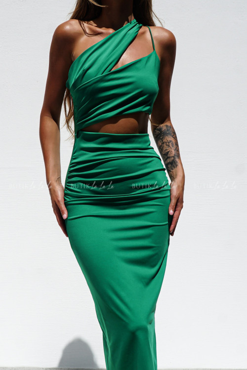 Sukienka z wycięciami ciemno zielona Osaka