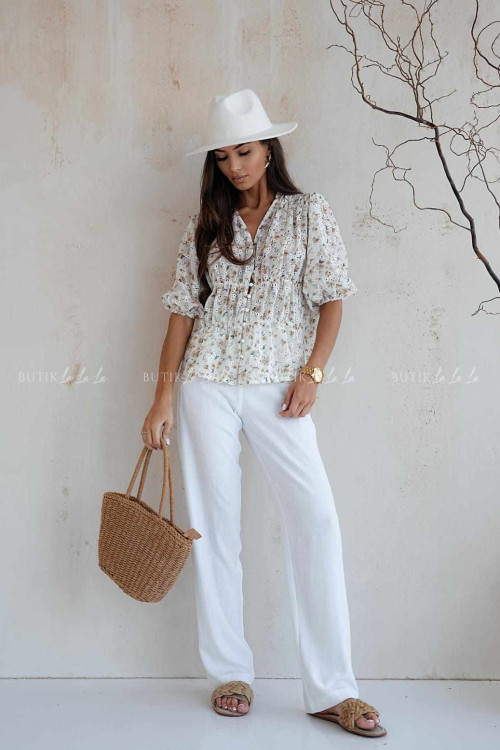 Bluzka beżowa w kwiatowy print Delia 1