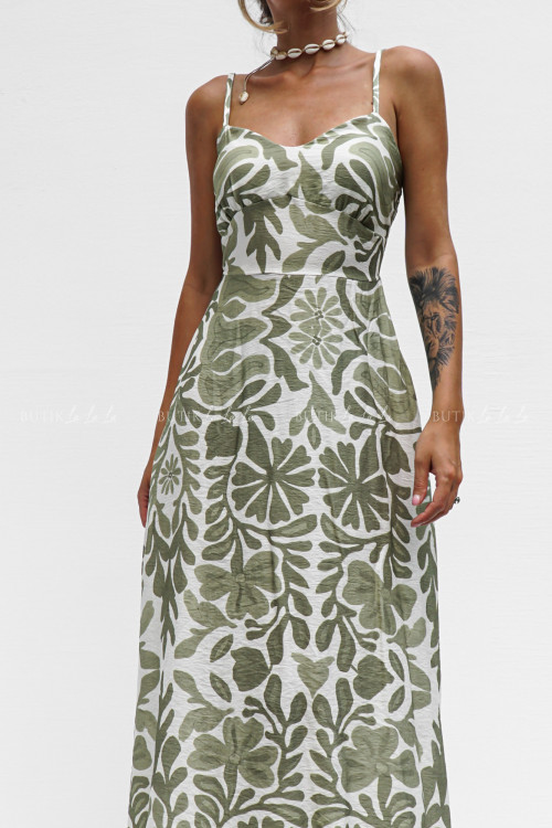 Sukienka maxi zielono biała Marila