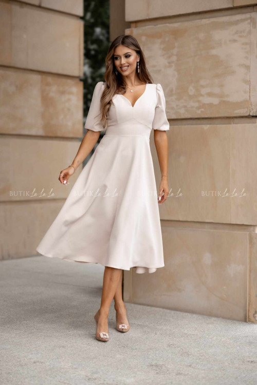 Sukienka midi jasno beżowa Diaz 1