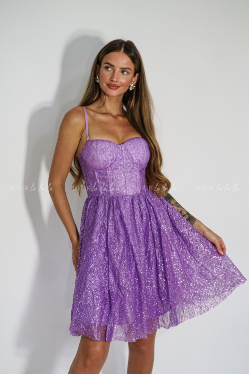 Sukienka fioletowa brokatowa Sabine 2