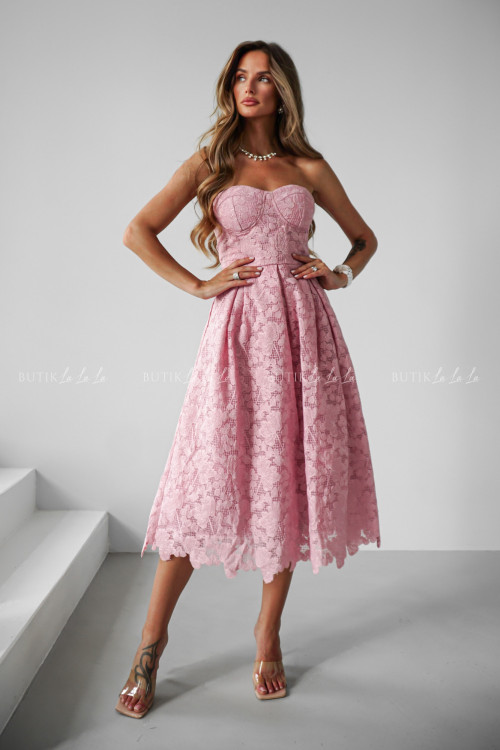 Sukienka midi pudrowa Barbare 2