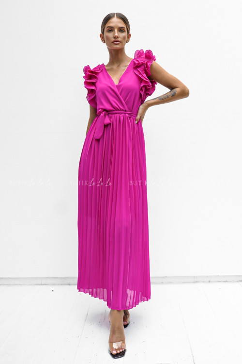 Sukienka z plisowanym dołem fioletowa Feliks 2