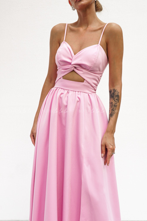 sukienka różowa z wycięciem Summer 2