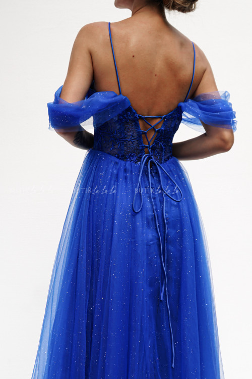 Sukienka maxi tiulowa chabrowa Oufellia 3