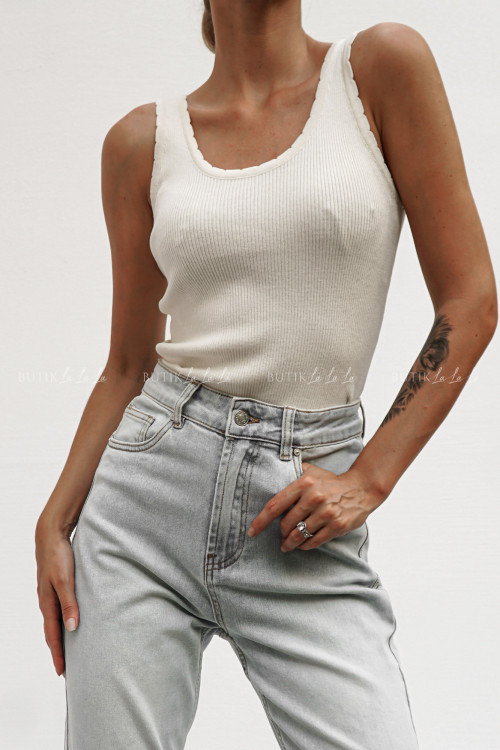 Bluzka prążkowana kremowa Morlis