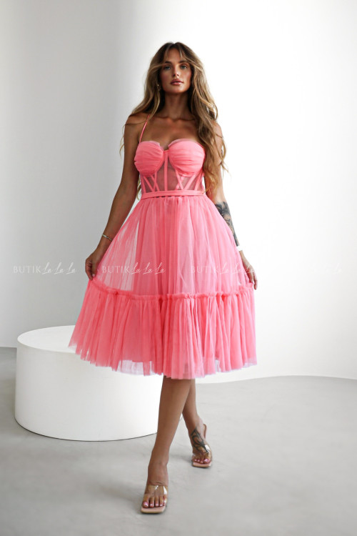 Sukienka tiulowa cukierkowy róż Elerta 2