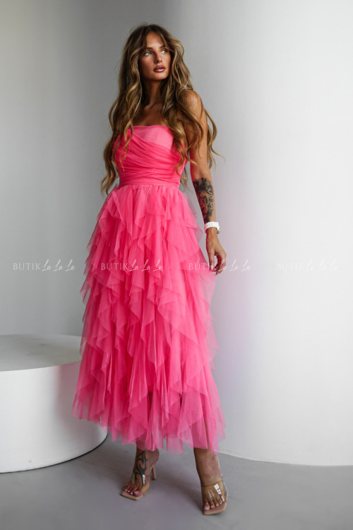 Sukienka midi tiulowa cukierkowy róż Jollie 4
