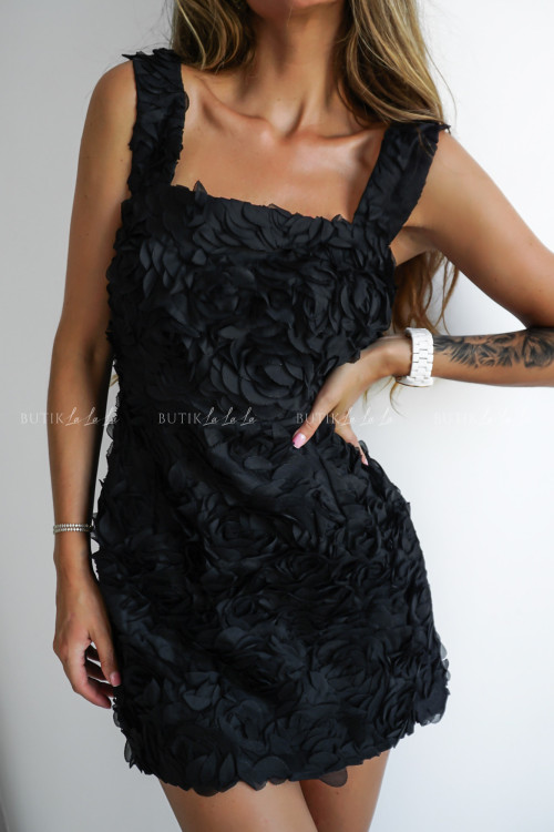 Sukienka czarna w róże Noemi