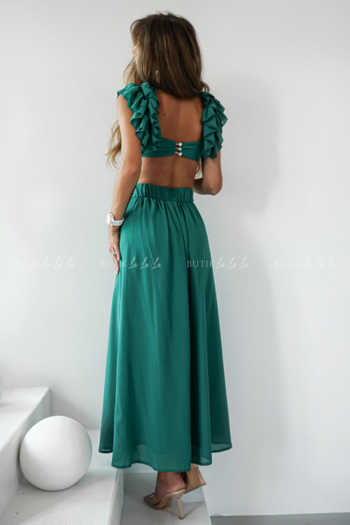 Sukienka z wycięciami butelkowa zieleń Drola 4