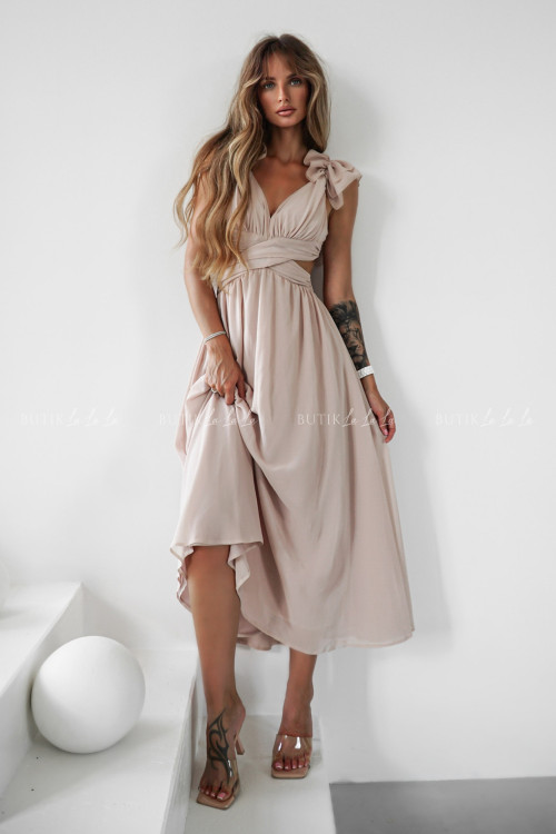 Sukienka z wycięciami beżowa Drola 1