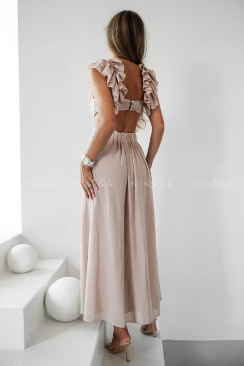 Sukienka z wycięciami beżowa Drola 2