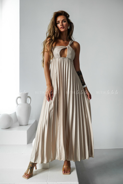 Sukienka plisowana beżowa Argentyna