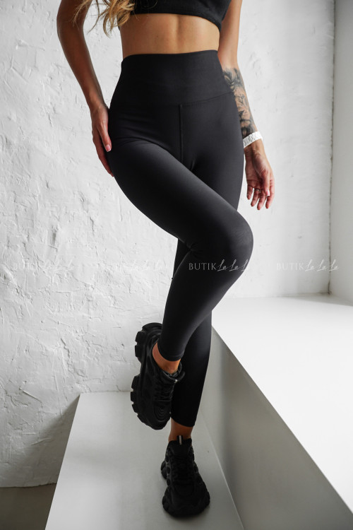 Leginsy prążkowane czarne Rossuel