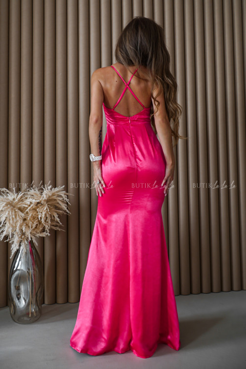 Sukienka maxi satynowa fuksja Naomi 2