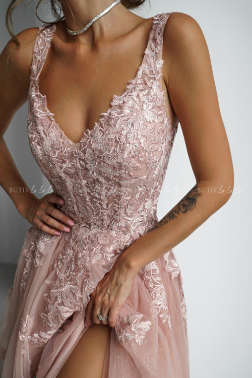 Sukienka maxi tiulowa pudrowa Florence