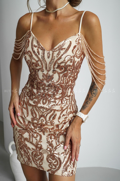 Sukienka złota cekinowa z koralikami Sottina