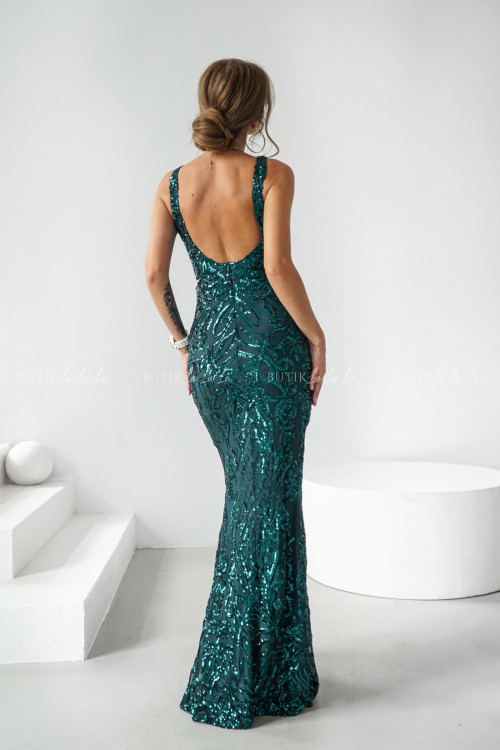 Sukienka maxi cekinowa ciemno zielona Jullie 1