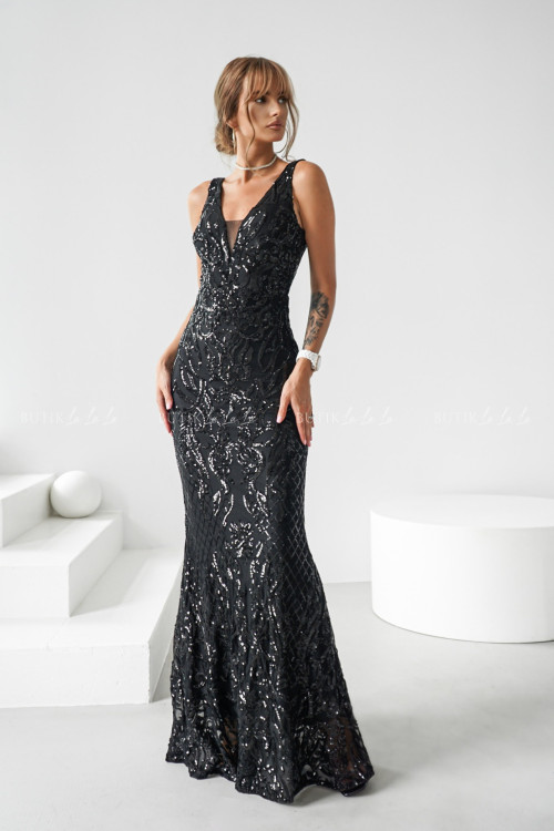 Sukienka maxi cekinowa czarna Jullie 2
