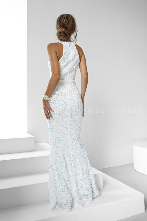 Sukienka maxi cekinowa biała Magnolie 2